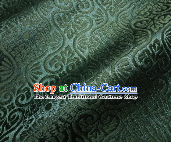 Asian Traditional Kyoto Kimono Brocade Classical Pattern Atrovirens Damask Fabric Japanese Tapestry Satin Silk Material