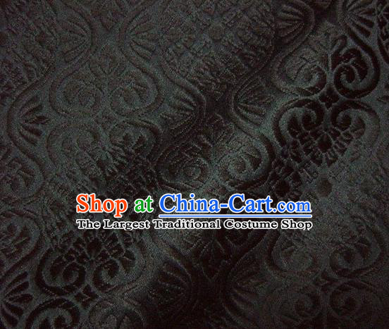 Asian Traditional Kyoto Kimono Brocade Classical Pattern Black Damask Fabric Japanese Tapestry Satin Silk Material