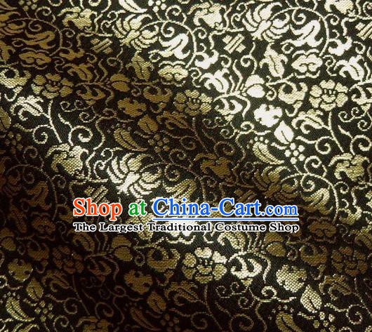 Asian Traditional Kyoto Kimono Classical Pattern Black Damask Brocade Fabric Japanese Tapestry Satin Silk Material