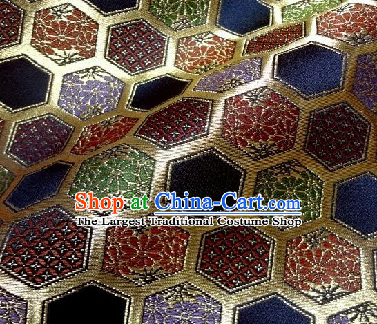Asian Traditional Kyoto Kimono Brocade Classical Hexagon Pattern Damask Fabric Japanese Tapestry Satin Silk Material