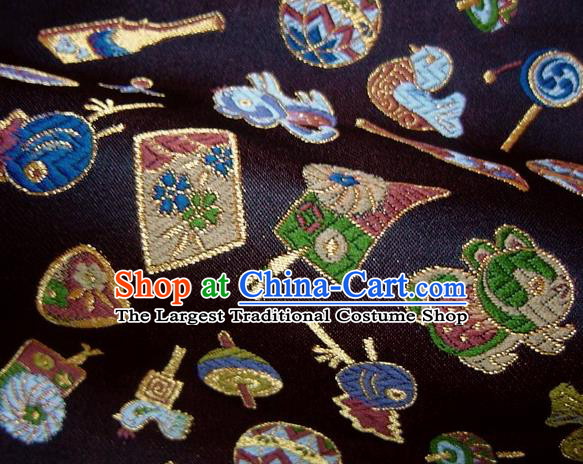 Asian Traditional Brown Brocade Japanese Kimono Classical Pattern Damask Fabric Tapestry Satin Silk Material