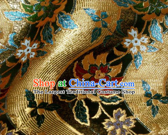 Asian Japanese Traditional Brocade Classical Hothouse Flower Pattern Baldachin Fabric Kimono Tapestry Satin Silk Material