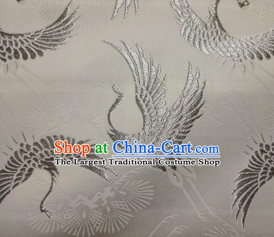 Asian Traditional Japanese Kimono Classical Cranes Pattern Tapestry Satin Brocade Fabric Baldachin Silk Material