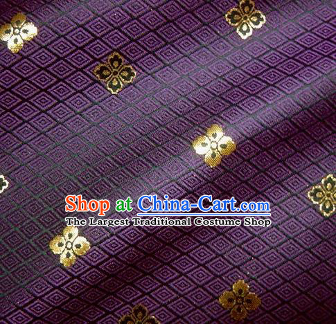 Asian Traditional Japanese Kimono Classical Flowers Pattern Purple Brocade Tapestry Satin Fabric Baldachin Silk Material