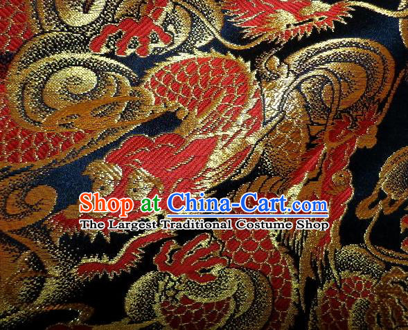 Asian Japanese Traditional Brocade Fabric Classical Red Dragons Pattern Baldachin Kimono Tapestry Satin Silk Material