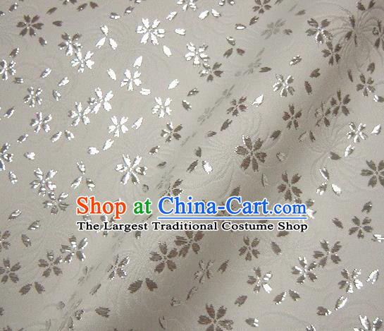 Asian Japanese Traditional Kimono White Tapestry Satin Classical Sakura Pattern Brocade Fabric Baldachin Silk Material