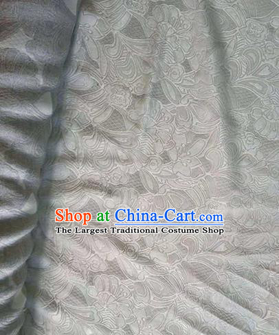 Asian Traditional Fabric Classical Embroidered Pattern White Watered Gauze Brocade Satin Silk Material