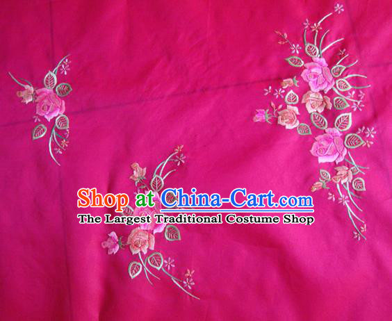 Asian Traditional Fabric Classical Embroidered Peony Pattern Rosy Watered Gauze Brocade Chinese Satin Silk Material