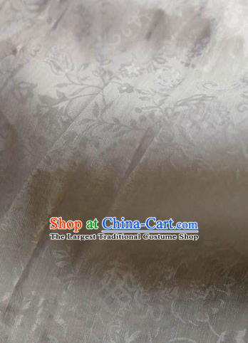 Asian Traditional Fabric Classical Embroidered Pattern White Brocade Chinese Satin Silk Material