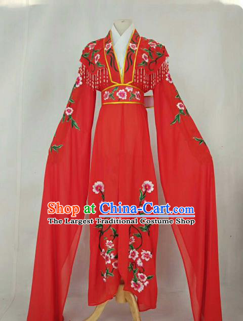 Chinese Traditional Beijing Opera Peri Princess Red Embroidered Dress Ancient Nobility Lady Costume for Women