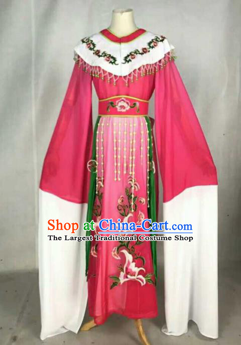 Chinese Traditional Beijing Opera Peri Princess Embroidered Dress Ancient Nobility Lady Rosy Costume for Women