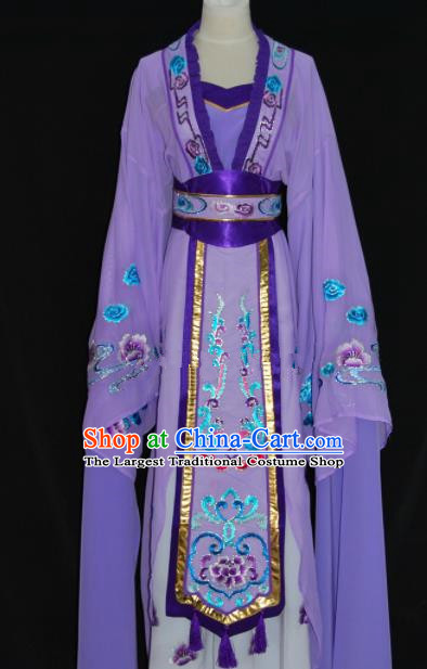 Chinese Traditional Beijing Opera Actress Purple Dress Peking Opera Princess Embroidered Costume for Women