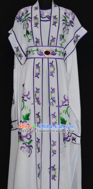 Chinese Traditional Beijing Opera Niche Embroidered White Robe Peking Opera Scholar Costume for Men