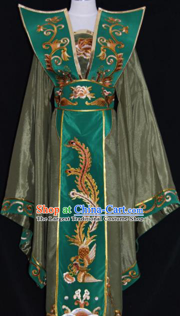 Chinese Traditional Beijing Opera Queen Mother Army Green Dress Peking Opera Embroidered Costume for Women