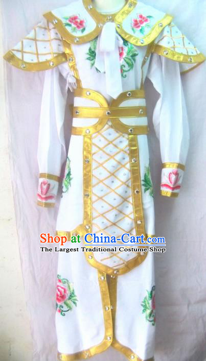 Chinese Traditional Beijing Opera Female Warrior White Clothing Ancient Swordswoman Embroidered Costume for Women