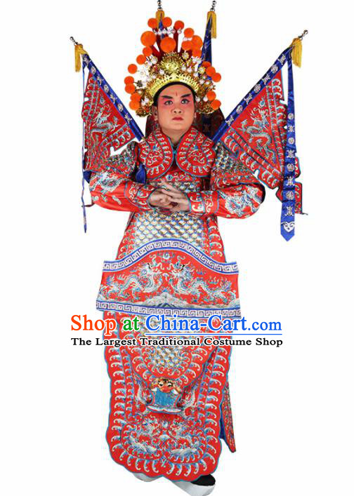 Chinese Traditional Beijing Opera Takefu Clothing Ancient General Red Costume for Men