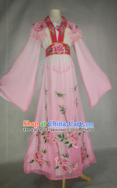 Chinese Traditional Beijing Opera Actress Embroidered Pink Dress Ancient Nobility Lady Costume for Women
