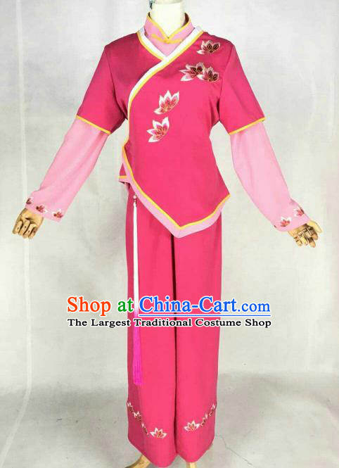 Chinese Traditional Beijing Opera Maidservants Embroidered Rosy Dress Ancient Court Maid Costume for Women