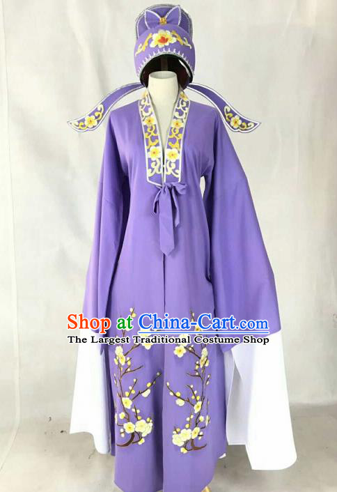 Chinese Traditional Beijing Opera Niche Purple Clothing Ancient Number One Scholar Embroidered Costume for Men