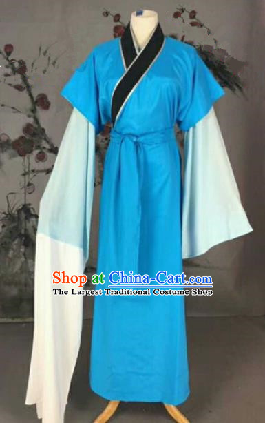 Chinese Traditional Beijing Opera Niche Blue Clothing Ancient Poor Scholar Costume for Men