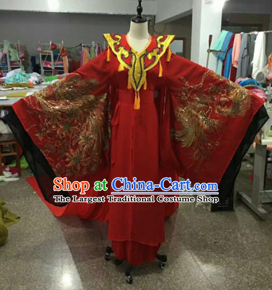 Traditional Chinese Peking Opera Imperial Consort Wedding Red Dress Ancient Court Lady Embroidered Costume for Women