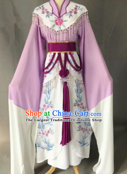 Chinese Traditional Peking Opera Artiste Costume Ancient Princess Embroidered Purple Dress for Women