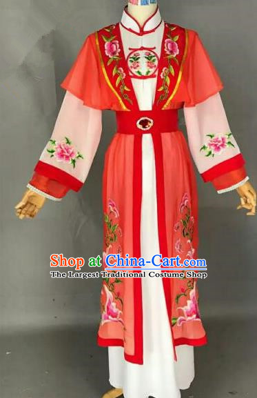 Chinese Ancient Peri Embroidered Red Dress Traditional Peking Opera Artiste Costume for Women