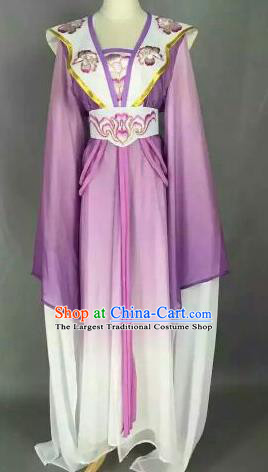 Chinese Ancient Peri Embroidered Purple Dress Traditional Peking Opera Princess Costume for Women