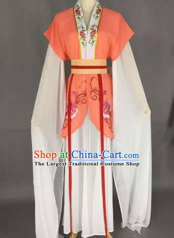 Chinese Ancient Maidservants Embroidered Orange Dress Traditional Peking Opera Court Maid Costume for Women