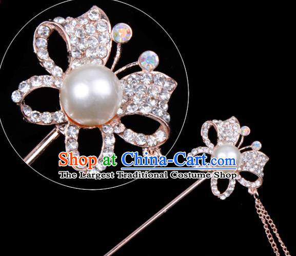 Professional Chinese Traditional Beijing Opera Hair Accessories Ancient Princess Crystal Butterfly Hairpins for Women