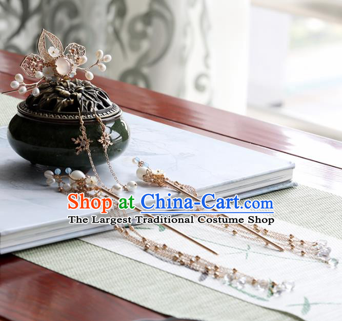 Chinese Traditional Hanfu Hair Accessories Ancient Princess Golden Hairpins Hair Crown for Women