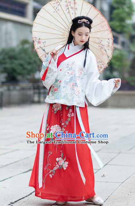 Chinese Traditional Ming Dynasty Historical Costume Ancient Peri Princess Hanfu Dress for Women