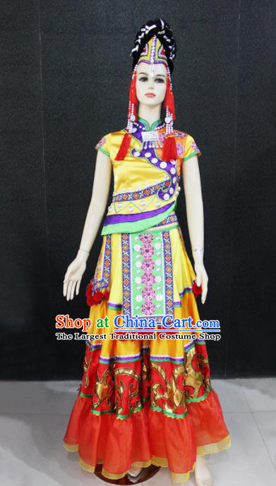 Chinese Traditional Yao Nationality Wedding Dress Ethnic Folk Dance Costume for Women