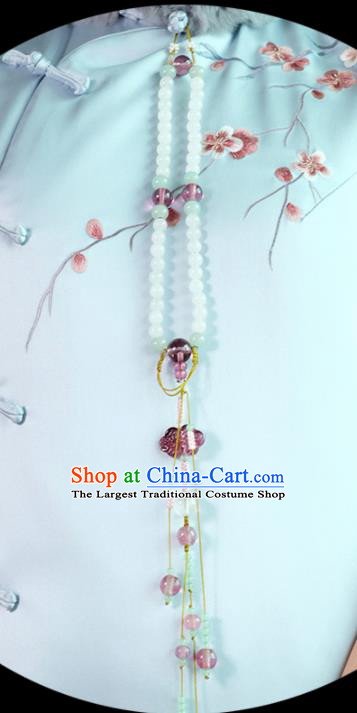 Chinese Traditional Jewelry Accessories Classical Beads Pressure Front Tassel Brooch for Women