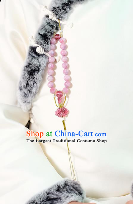 Chinese Traditional Jewelry Accessories Classical Pressure Front Pink Beads Tassel Brooch for Women