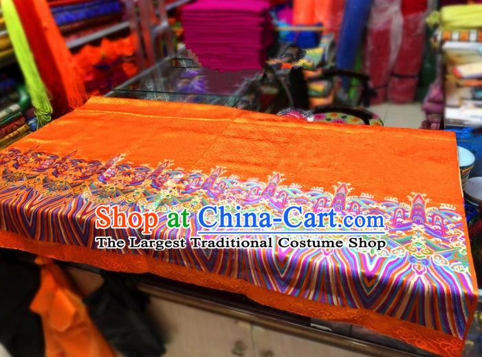 Chinese Traditional Buddhism Pattern Design Golden Brocade Silk Fabric Tibetan Robe Satin Fabric Asian Material