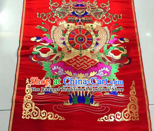 Chinese Traditional Buddhism Composite Flowers Pattern Design Red Brocade Silk Fabric Tibetan Robe Satin Fabric Asian Material