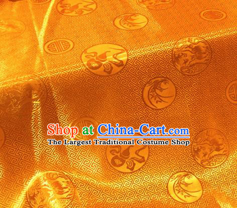 Chinese Traditional Buddhism Calabash Orchid Pattern Design Golden Brocade Silk Fabric Tibetan Robe Satin Fabric Asian Material