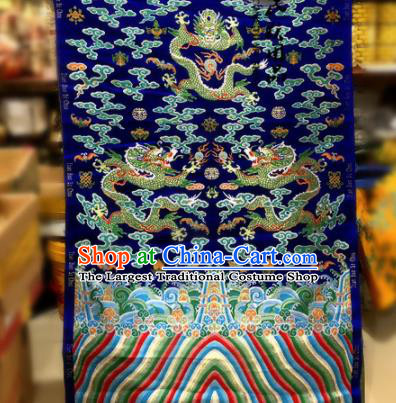 Chinese Traditional Buddhism Dragons Pattern Design Royalblue Brocade Silk Fabric Tibetan Robe Satin Fabric Asian Material