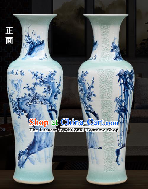 Chinese Traditional Printing Plum Blossom Bamboo Enamel Vase Jingdezhen Ceramic Handicraft
