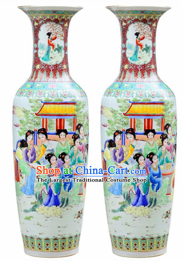 Chinese Traditional Hand Painting Beauty Enamel Vase Jingdezhen Ceramic Handicraft