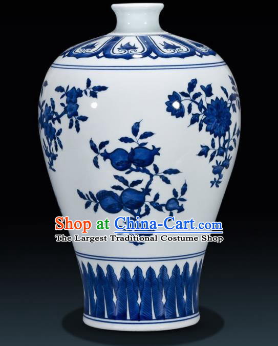 Chinese Jingdezhen Ceramic Craft Hand Painting Pomegranate Enamel Vase Handicraft Traditional Porcelain Vase