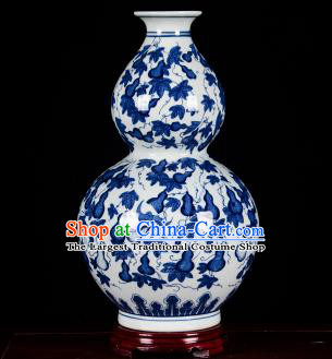 Chinese Jingdezhen Ceramic Craft Twine Pattern Calabash Vase Enamel Handicraft Traditional Porcelain Vase