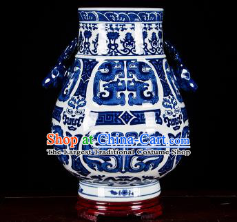 Chinese Jingdezhen Ceramic Craft Twine Pattern Jar Enamel Handicraft Traditional Porcelain Vase