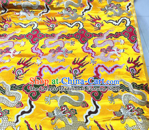 Chinese Traditional Buddhism Dragon Pattern Yellow Brocade Silk Fabric Tibetan Robe Satin Fabric Asian Material