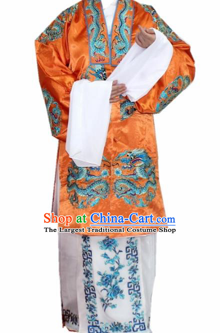 Chinese Ancient Old Lady Embroidered Orange Dress Traditional Peking Opera Dowager Countess Costume for Women