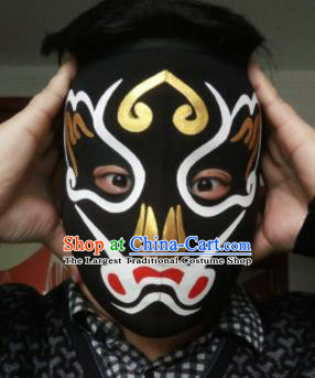 Chinese Traditional Sichuan Opera Prop Face Changing Black Masks Handmade Painting Facial Makeup