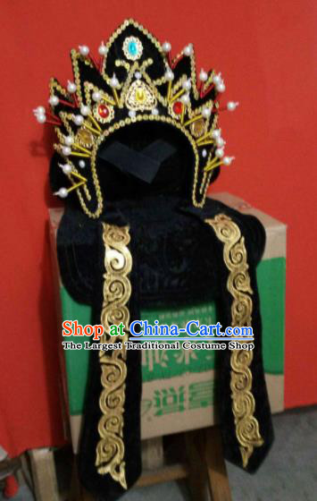 Chinese Traditional Sichuan Opera Face Changing Hat Handmade Black Helmet for Men