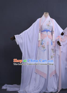 Traditional Chinese Cosplay Princess Costume Ancient Swordswoman White Hanfu Dress for Women