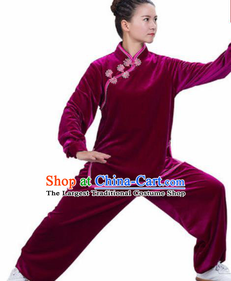 Chinese Traditional Kung Fu Competition Costume Martial Arts Tai Chi Velvet Clothing for Women